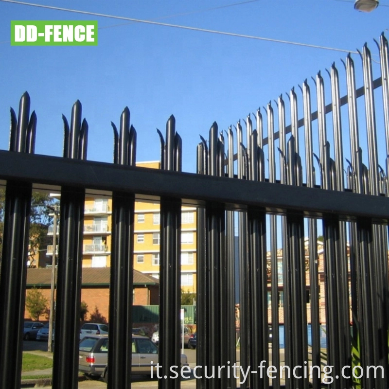 Fence palizzato in acciaio galvanizzato e rivestito in polvere di qualità